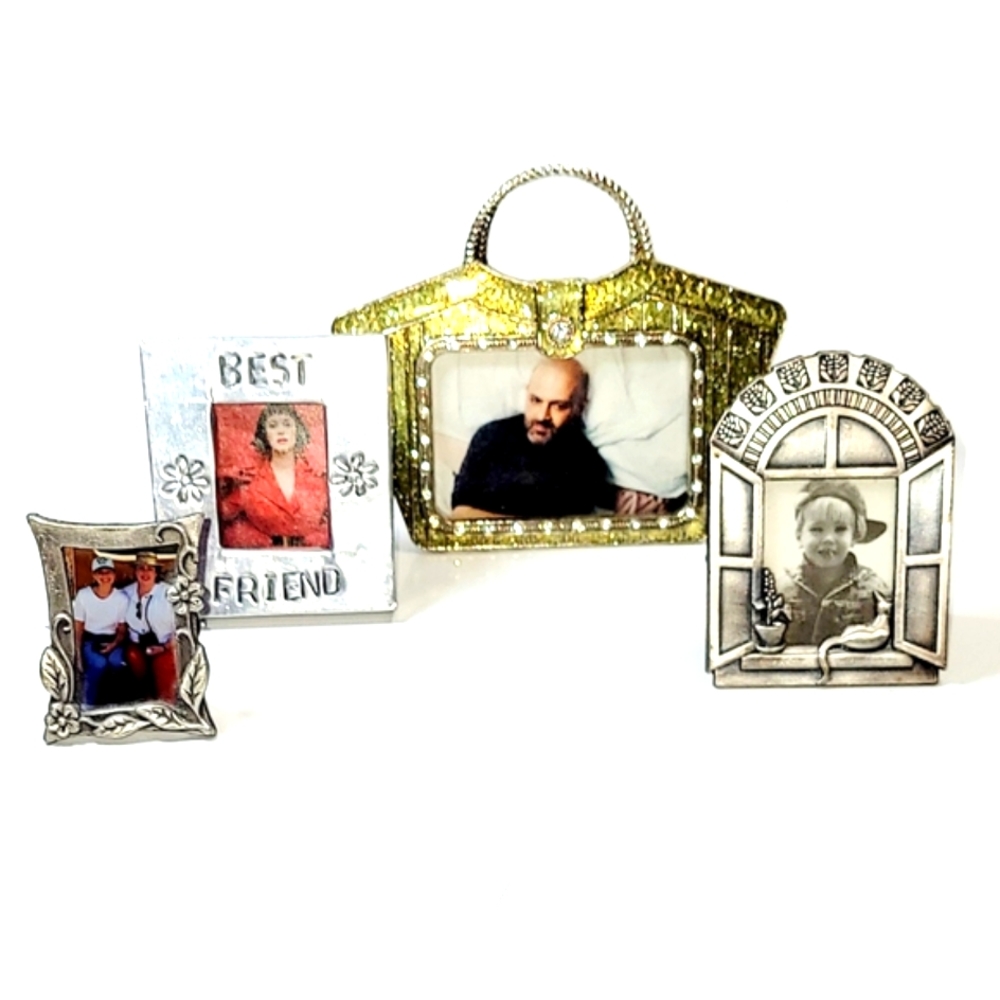 Photo Frames Collection, Set of 4 Small Vintage Metal Frames, EUC
